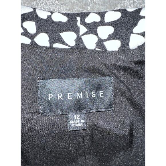 Premise Blazer Jacket Womens Large 12 Heart Print Ruched Elbow Valentine's Day - Picture 7 of 9